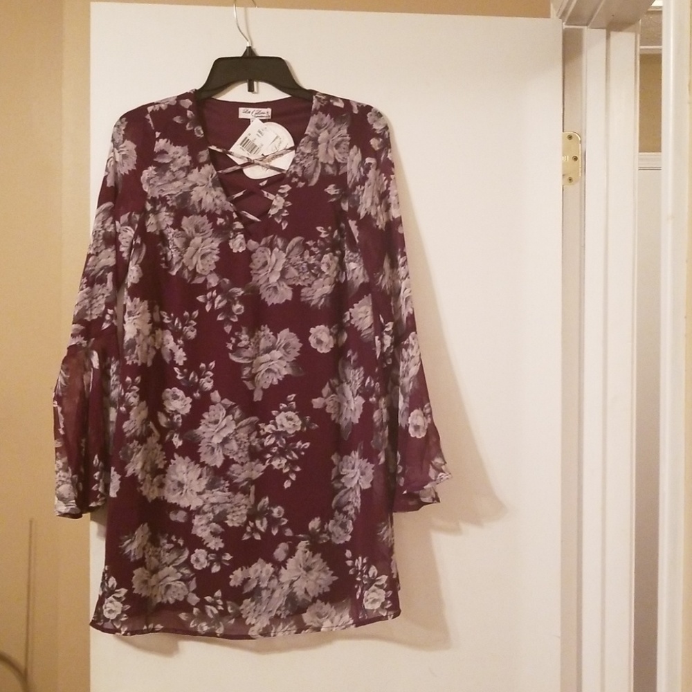 Maroon floral dress